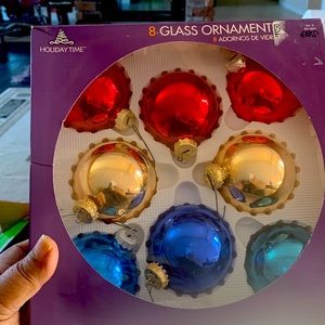 Vintage 8 Glass Ornaments Holiday Time